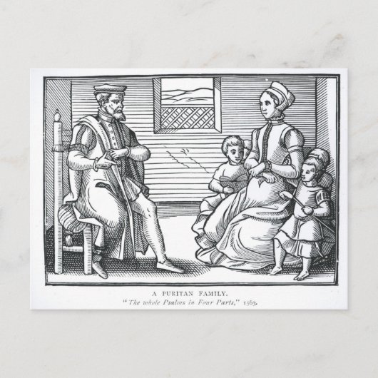 Een puriteinse familie briefkaart (Voorkant)