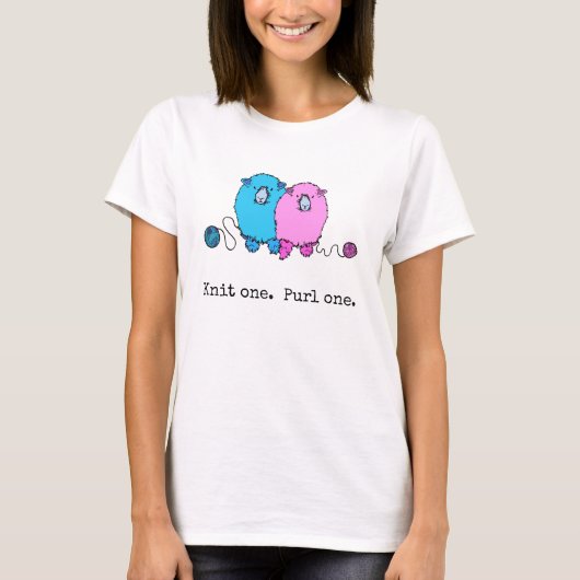 Een... Purl een. met fluffelschapen T-shirt (Voorkant)