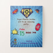 Een puzzelvormige verjaardagsuitnodiging. legpuzzel (Verticaal)