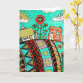 Een Pysanka (Easter Egg) Village Angel Folk Art Kaart (Gele Bloem)