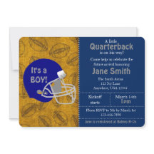 Een quarterback is onderweg Baby shower uit te nod