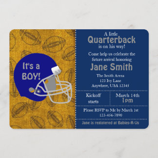 Een quarterback is onderweg Baby shower uit te nod Kaart