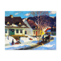 Een Quebec Village Street - Clarence Gagnon kunstw