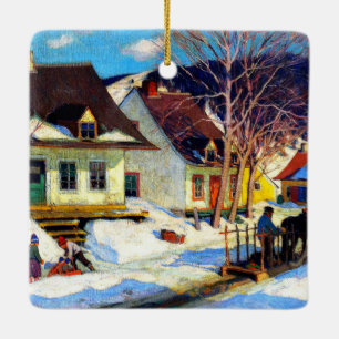 Een Quebec Village Street - Clarence Gagnon kunstw Keramisch Ornament