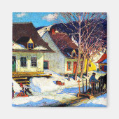 Een Quebec Village Street - Clarence Gagnon kunstw Magneet (Voorkant)