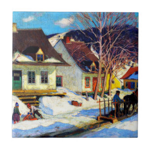 Een Quebec Village Street - Clarence Gagnon kunstw Tegeltje