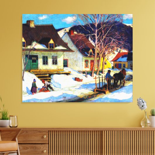 Een Quebec Village Street van Clarence Gagnon Canvas Afdruk (Insitu (Woonkamer))