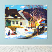 Een Quebec Village Street van Clarence Gagnon Canvas Afdruk (Insitu (Houten vloer))