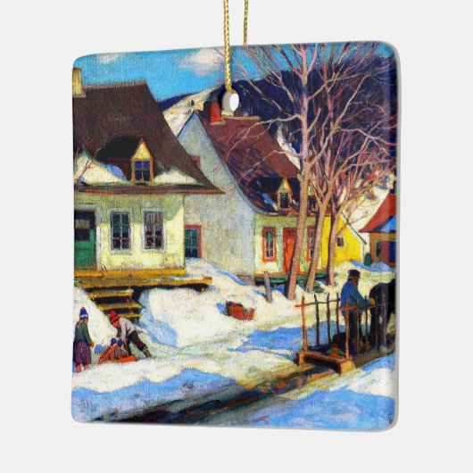 Een Quebec Village Street van Clarence Gagnon Keramisch Ornament (Links)