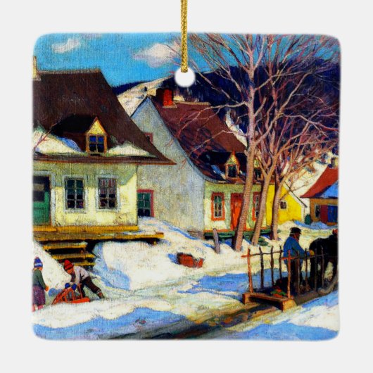 Een Quebec Village Street van Clarence Gagnon Keramisch Ornament (Achterkant)
