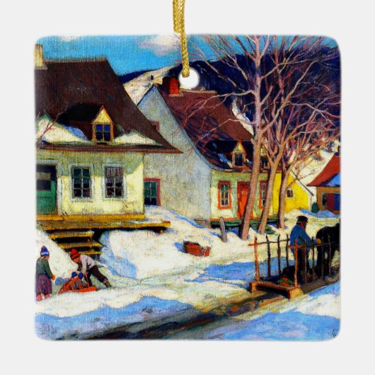 Een Quebec Village Street van Clarence Gagnon Keramisch Ornament (Voorkant)