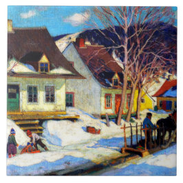 Een Quebec Village Street van Clarence Gagnon Tegeltje