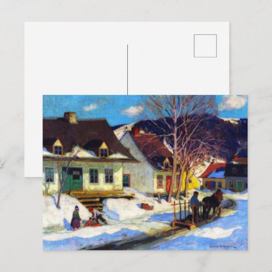 Een Quebec Village Street, Winter, Clarence Gagnon Feestdagenkaart (Voorkant / Achterkant)