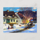 Een Quebec Village Street, Winter, Clarence Gagnon Feestdagenkaart (Voorkant)