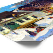 Een Quebec Village Street, Winter, Clarence Gagnon Poster (Hoek)