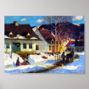 Een Quebec Village Street, Winter, Clarence Gagnon Poster