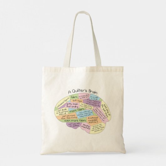 Een Quilter's Brain Canvas tas - Grappig Quilting (Achterkant)