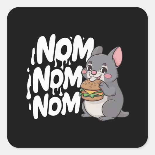 Een Quokka die hamburger eet Vierkante Sticker (Voorkant)
