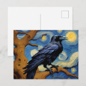 Een raaf in een oude eikenboom Sterrennacht Briefkaart (Voorkant / Achterkant)