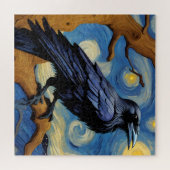 Een raaf in een oude eikenboom Sterrennacht Legpuzzel (Horizontaal)