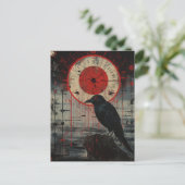 Een raaf met klok briefkaart (Staand voorkant)