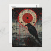 Een raaf met klok briefkaart (Voorkant / Achterkant)