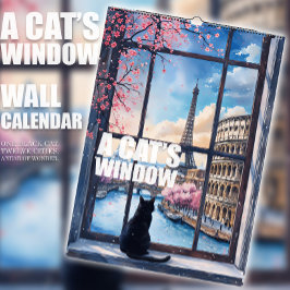 Een raamkalender voor katten – één zwarte kat & 12 kalender