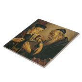 Een rabbijn die de Phylacteries aan de arm van een Tegeltje (Zijkant)