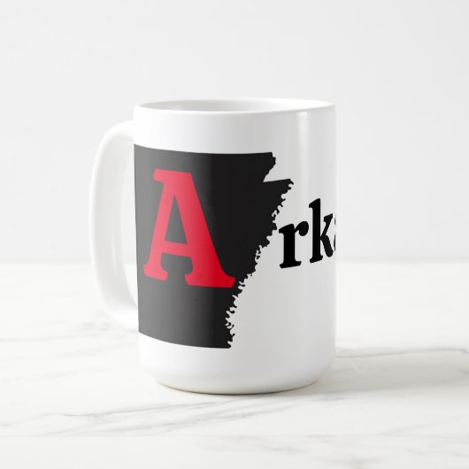 Een ransip rode tekst koffiemok (Voorkant links)