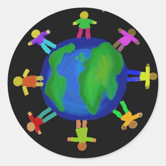 eén ras-anti-racisme ronde sticker (Voorkant)