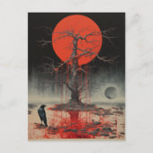 Een Raven Dead Tree Red Briefkaart (Voorkant)