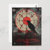 Een Raven Red Black Horror Art Briefkaart (Voorkant / Achterkant)
