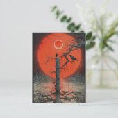 Een Raven Red Black Sci Fi Horror Art Briefkaart (Staand voorkant)
