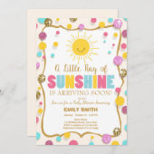 Een Ray of Sunshine Baby shower uitnodiging Pink B (Voorkant / Achterkant)
