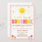 Een Ray Sunshine Baby shower nodigt roze meisje ui Kaart (Voorkant / Achterkant)