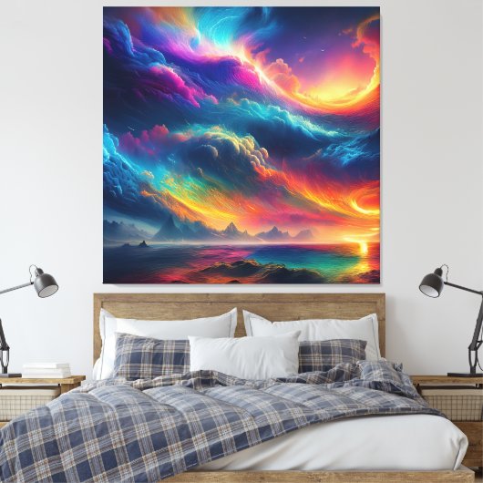 Een razende symfonie van kleur canvas afdruk (Insitu (Slaapkamer))