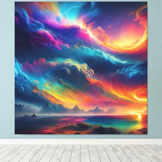 Een razende symfonie van kleur canvas afdruk (Insitu (Houten vloer))