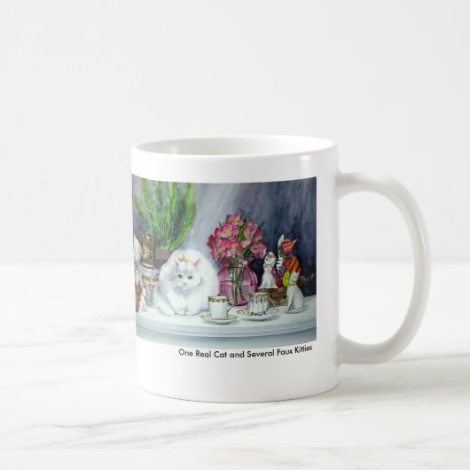 Eén Real Cat en meerdere Faux Katten Mok (Rechts)