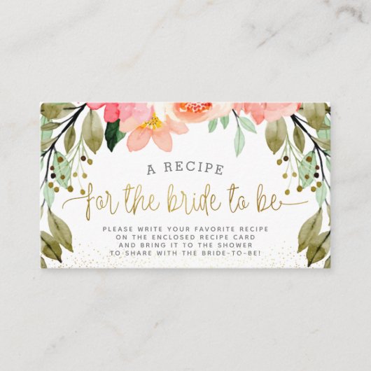 een recept voor de bride informatiekaartje (Voorkant)