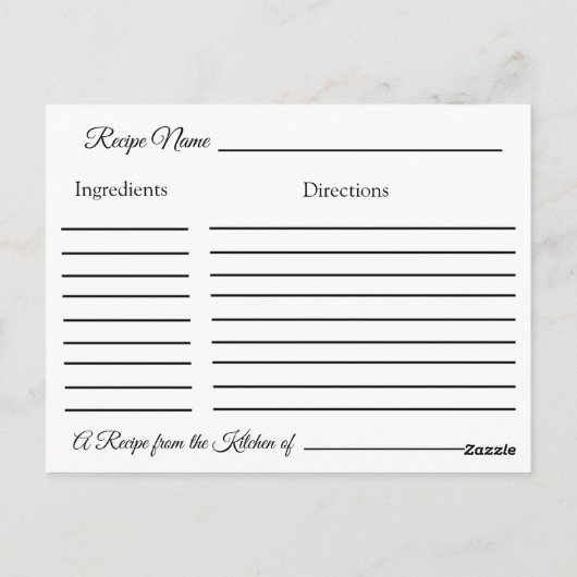 Een recept voor de bruidbruidenkaart briefkaart (Achterkant)