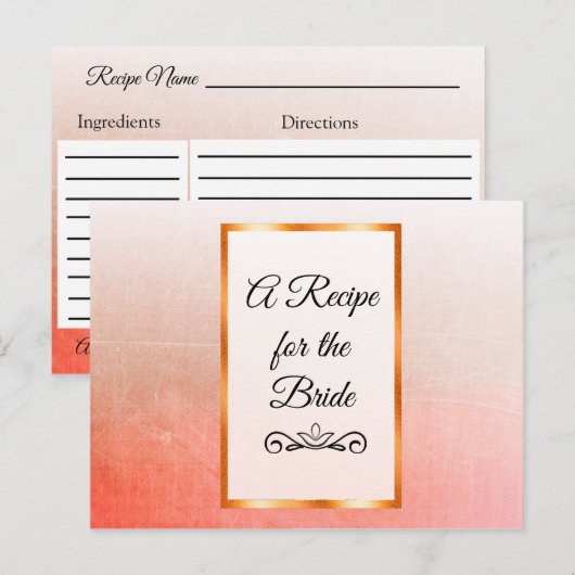 Een recept voor de bruidbruidenkaart briefkaart (Voorkant / Achterkant)