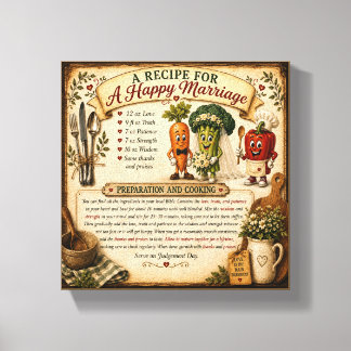 Een Recept voor een Gelukkig Huwelijk Christelijke Canvas Afdruk
