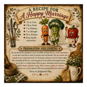 Een recept voor een gelukkig huwelijk Christelijke Perfect Poster