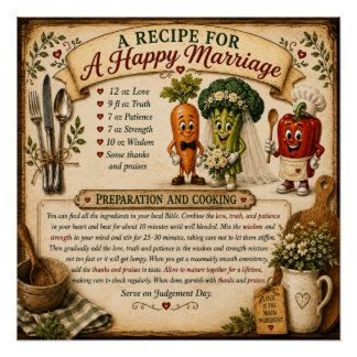 Een recept voor een gelukkig huwelijk Christelijke Perfect Poster