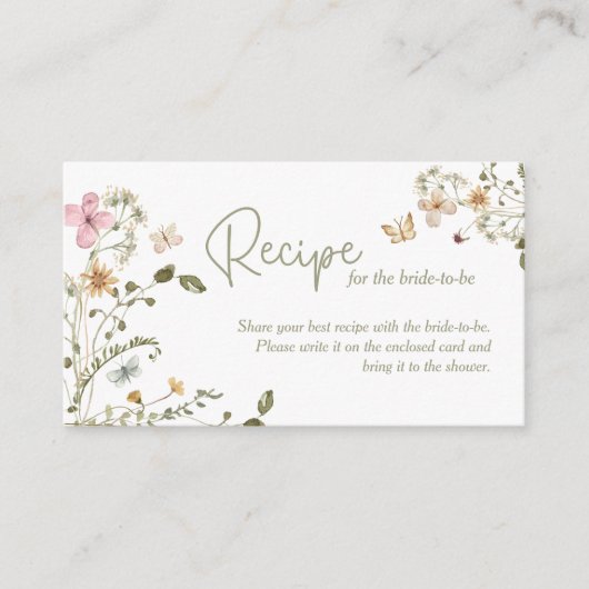 Een recept voor het Bruid Wildflower Vrijgezellenf Informatiekaartje (Voorkant)