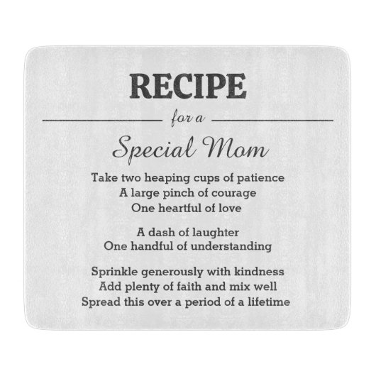 Een receptie voor een speciale moeder snijplank (Voorkant)