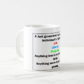 Een rechtvaardige regering koffiemok (Voorkant links)