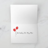 Eén Red Balloon Happy Birthday-kaart Bedankkaart (Binnen)