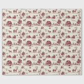 Een Red & Cream Toile Country Boerderij Animal Sce Cadeaupapier (Vlak)