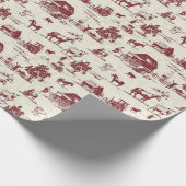 Een Red & Cream Toile Country Boerderij Animal Sce Cadeaupapier (Hoek)
